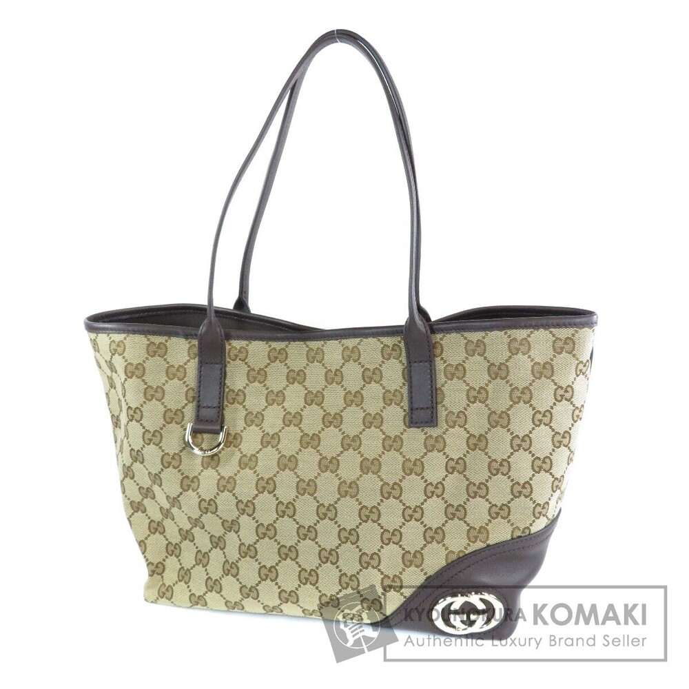Gucci Britt Tote featuring beige brown GG monogram canvas
